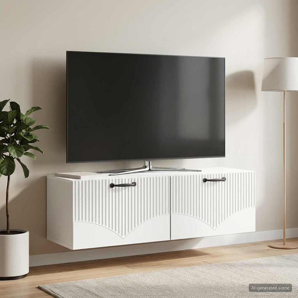 vidaXL Wall-Mounted TV Cabinet White 98 x 31 x 30 cm Engineered Wood 4