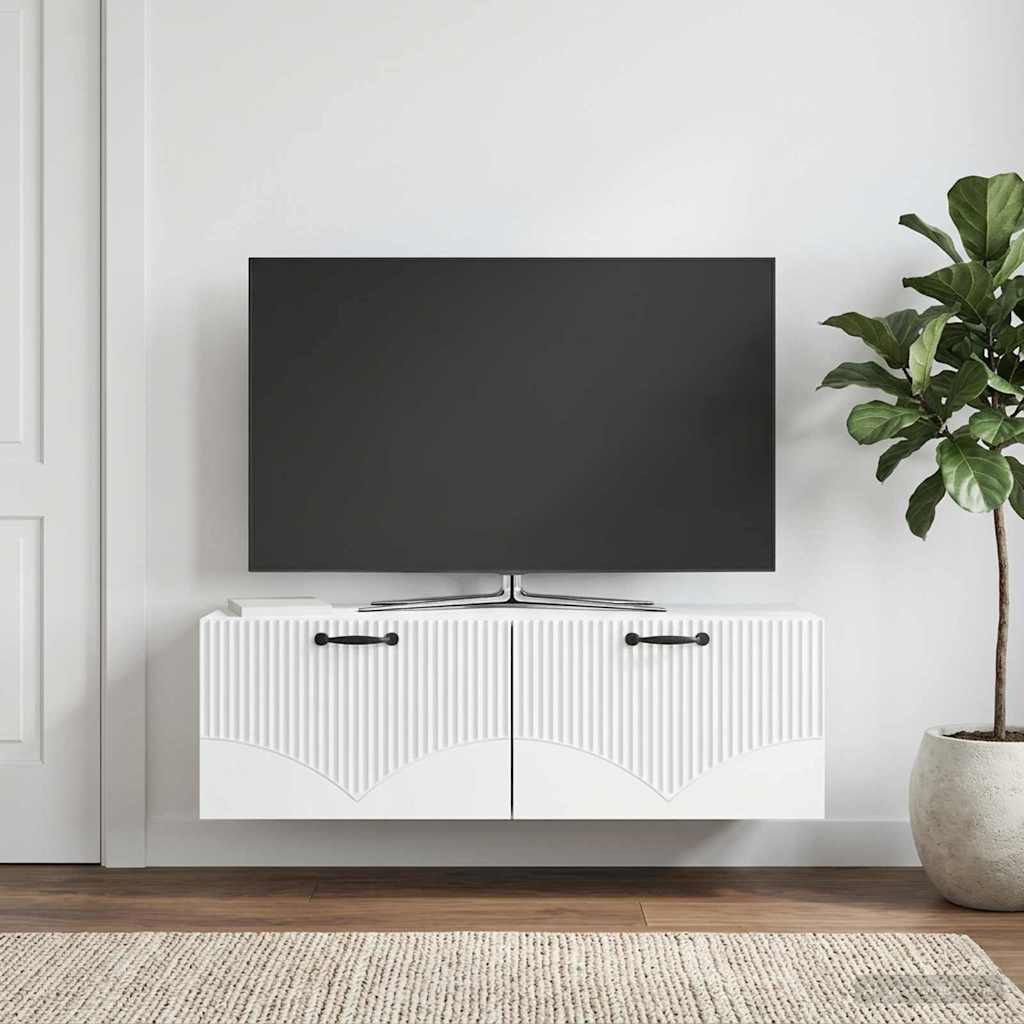 vidaXL Wall-Mounted TV Cabinet White 98 x 31 x 30 cm Engineered Wood 1