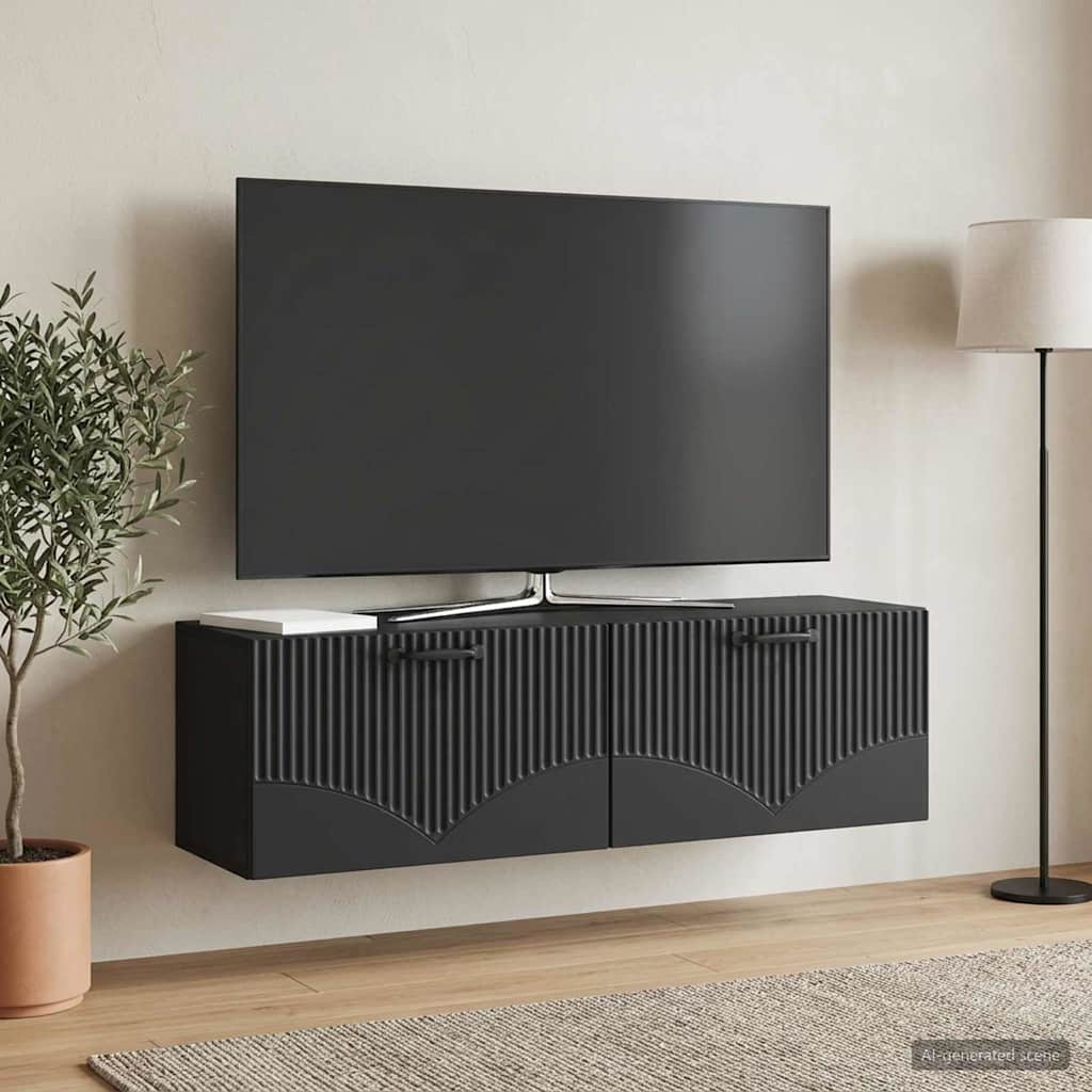 vidaXL Wall-Mounted TV Cabinet Black 98 x 31 x 30 cm Engineered Wood 1