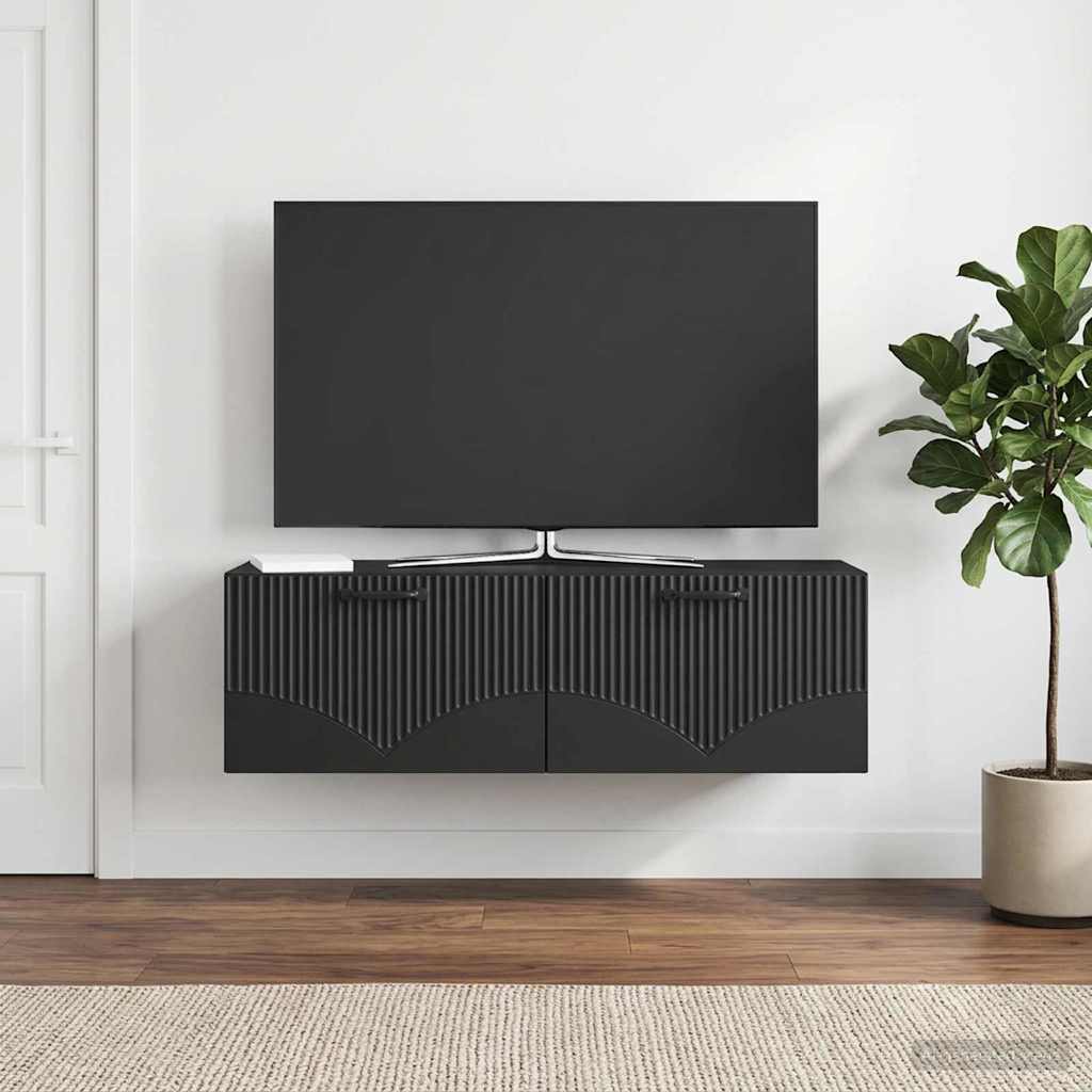 vidaXL Wall-Mounted TV Cabinet Black 98 x 31 x 30 cm Engineered Wood 4
