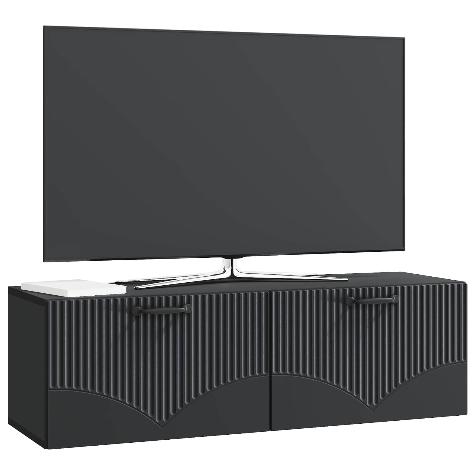 vidaXL Wall-Mounted TV Cabinet Black 98 x 31 x 30 cm Engineered Wood 3