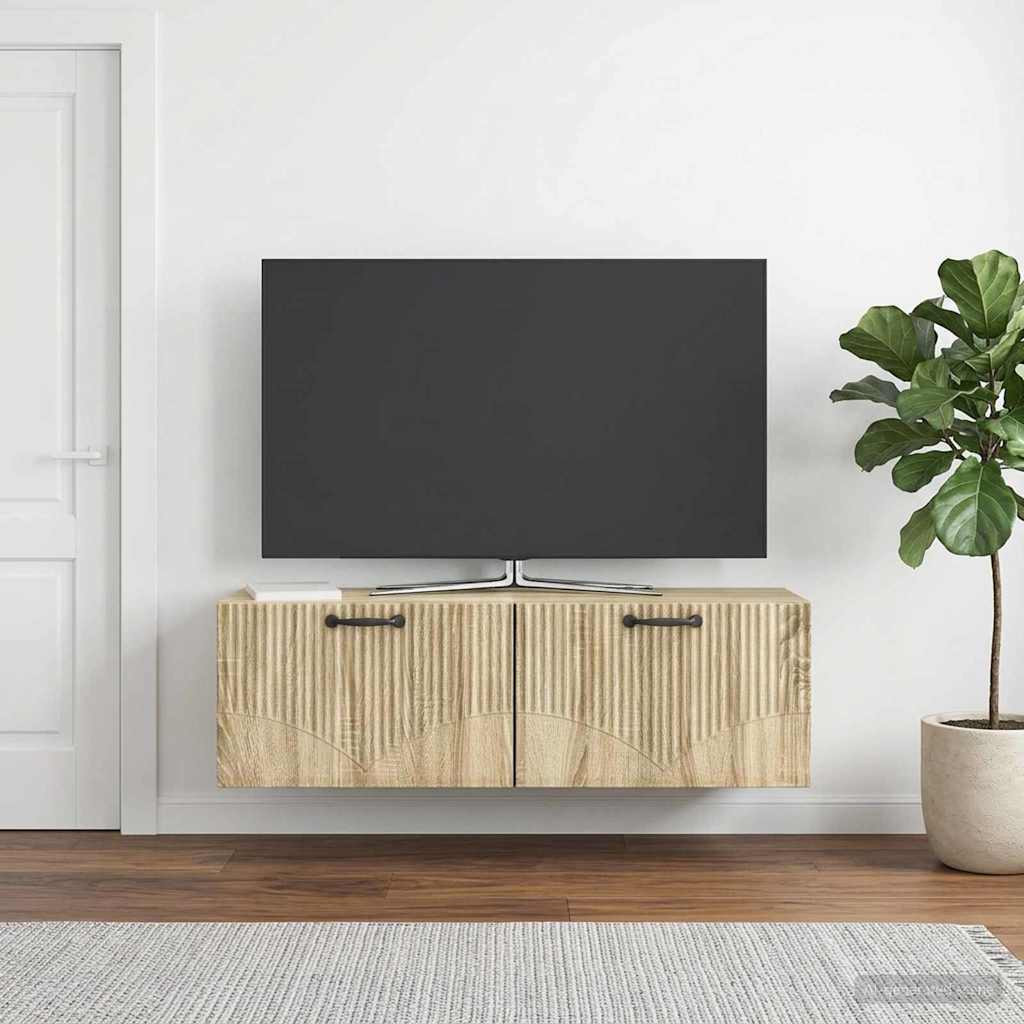 vidaXL Wall-Mounted TV Cabinet Sonoma Oak 98 x 31 x 30 cm 4