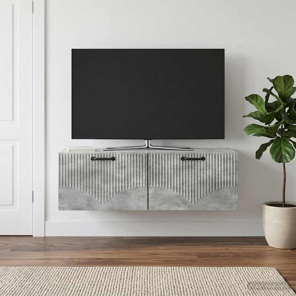 vidaXL Wall-Mounted TV Cabinet Concrete Grey 98 x 31 x 30 cm 1