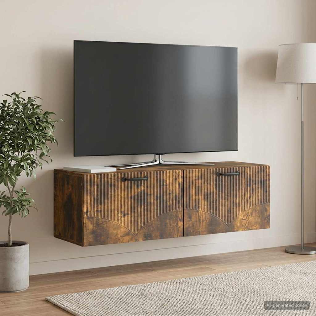 vidaXL Wall-Mounted TV Cabinet Smoked Oak 98 x 31 x 30 cm 1
