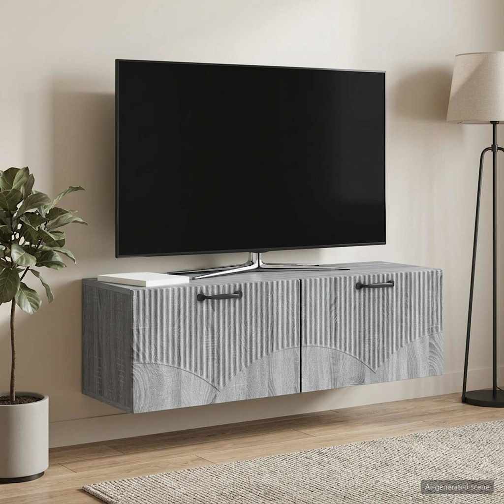 vidaXL Wall-Mounted TV Cabinet Grey Sonoma 98 x 31 x 30 cm 4