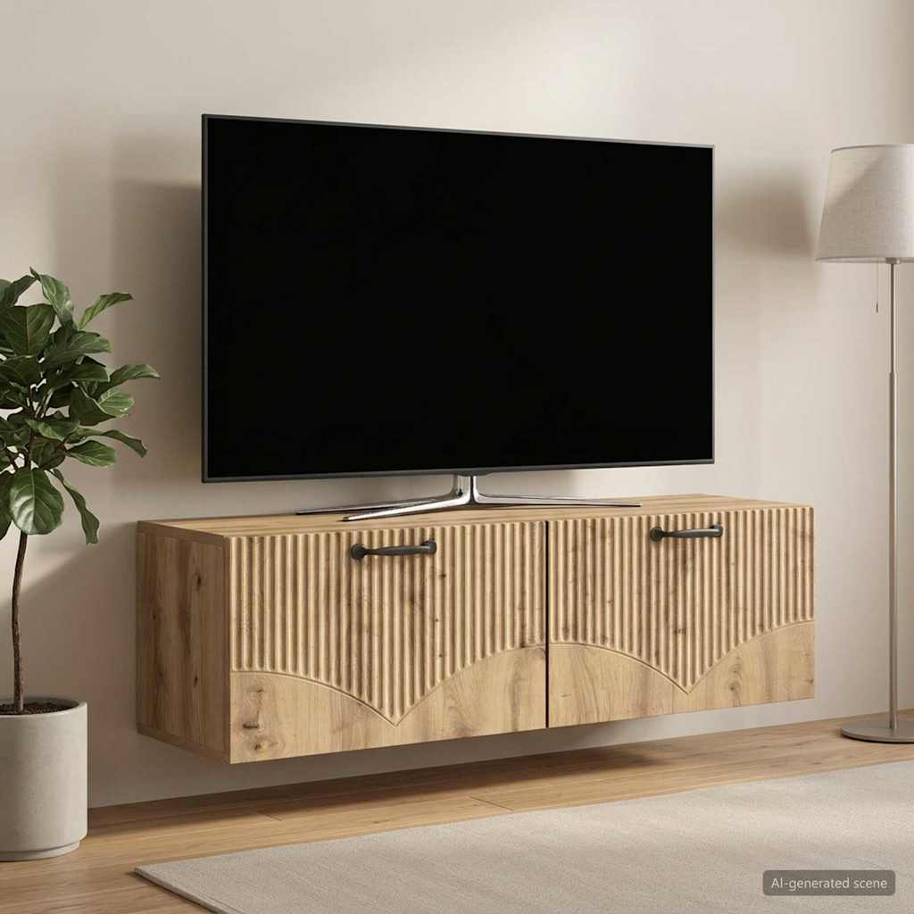 vidaXL Wall-Mounted TV Cabinet 98 x 31 x 30 cm Artisan Oak 1