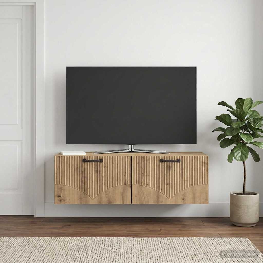 vidaXL Wall-Mounted TV Cabinet 98 x 31 x 30 cm Artisan Oak 4