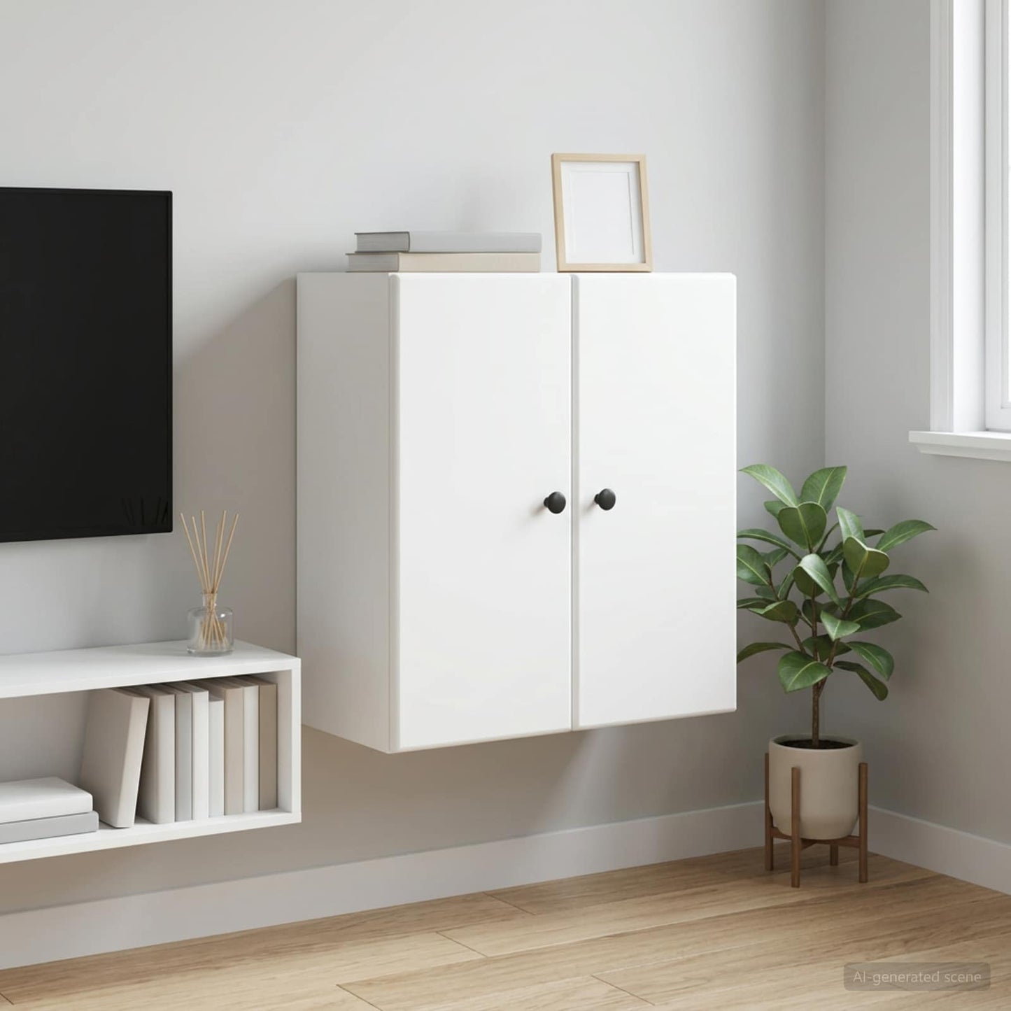 vidaXL Wall-Mounted Cabinet White 59 x 31 x 60 cm Engineered Wood 1