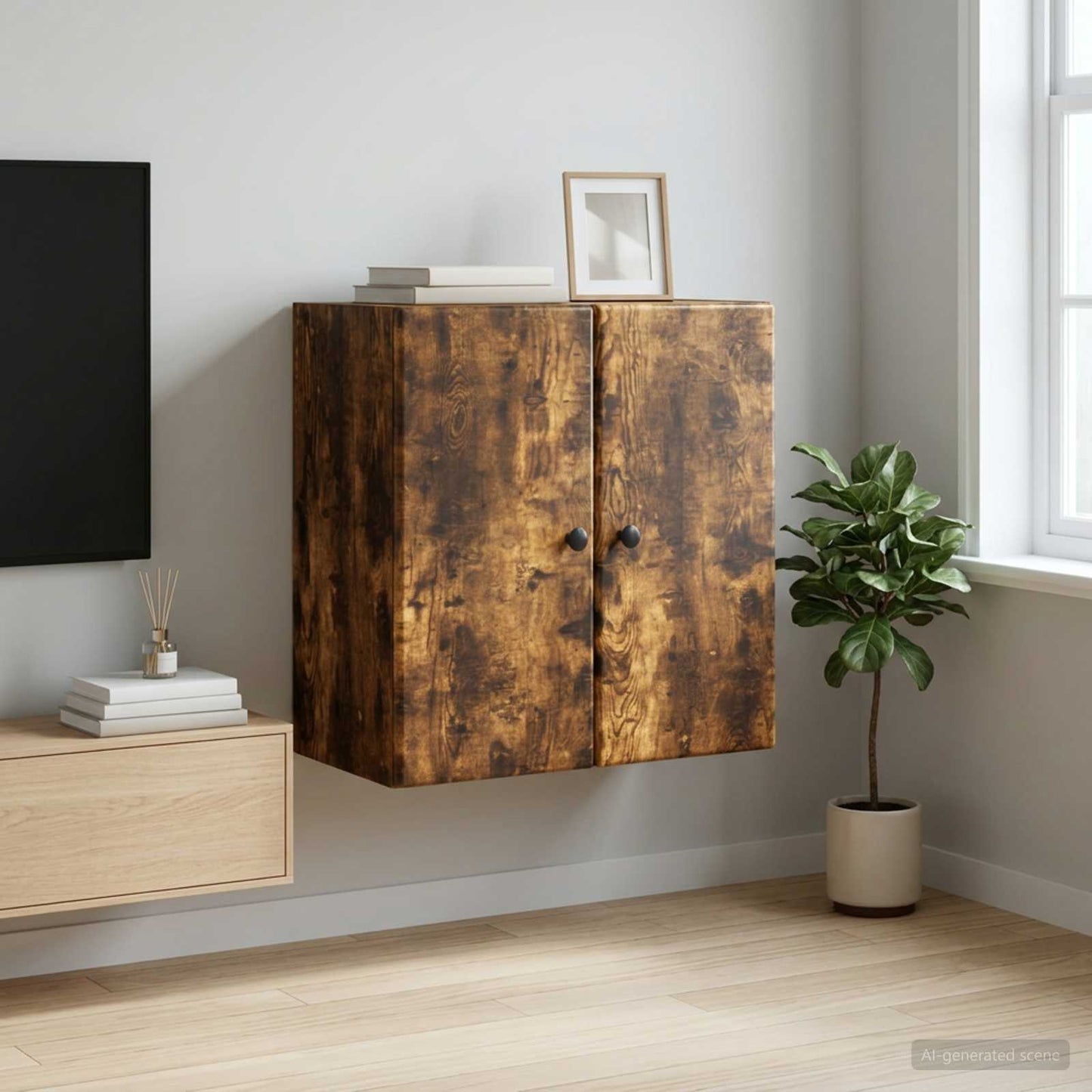 vidaXL Wall-Mounted Cabinet 59 x 31 x 60 cm Engineered Wood Smoked Oak 1