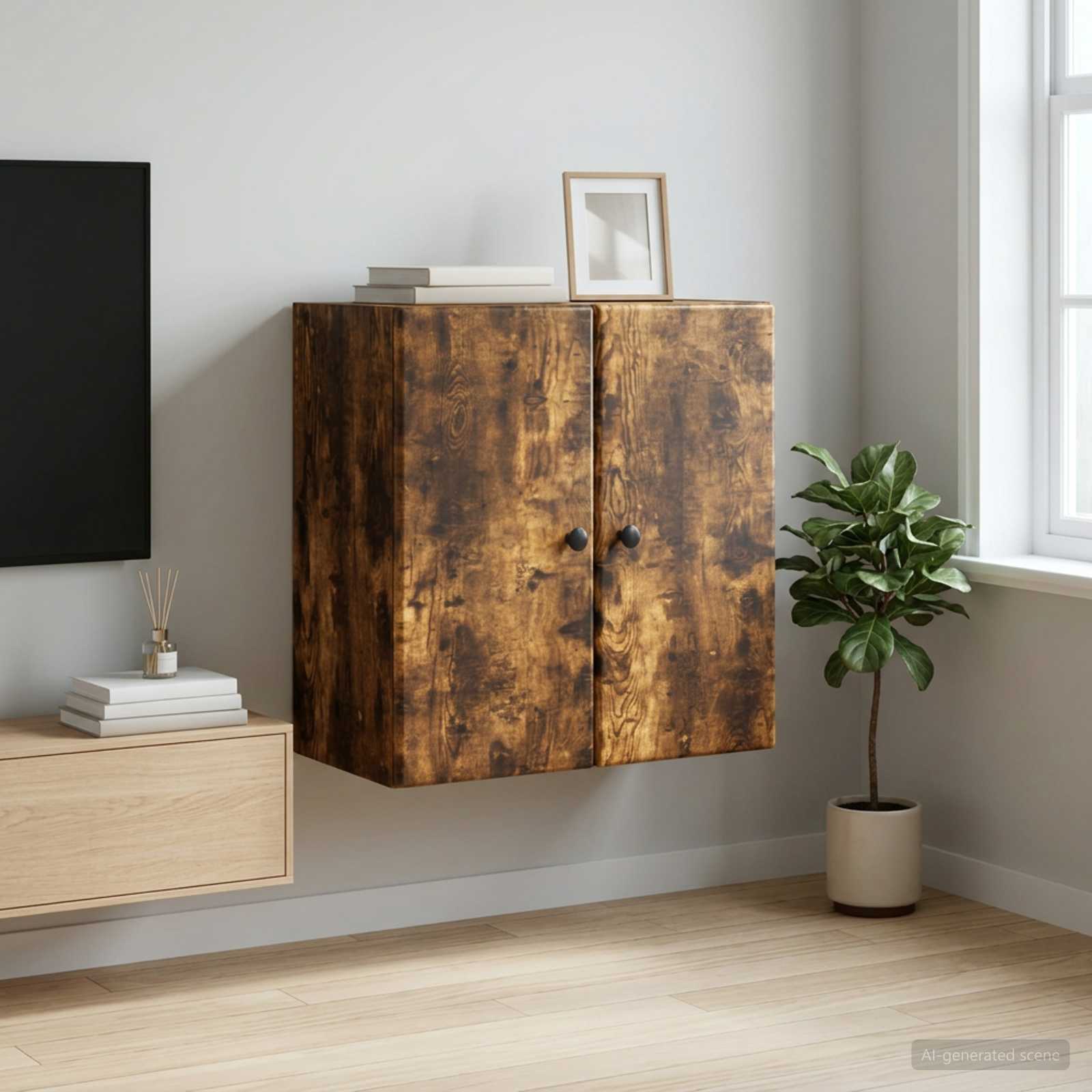 vidaXL Wall-Mounted Cabinet 59 x 31 x 60 cm Engineered Wood Smoked Oak 1