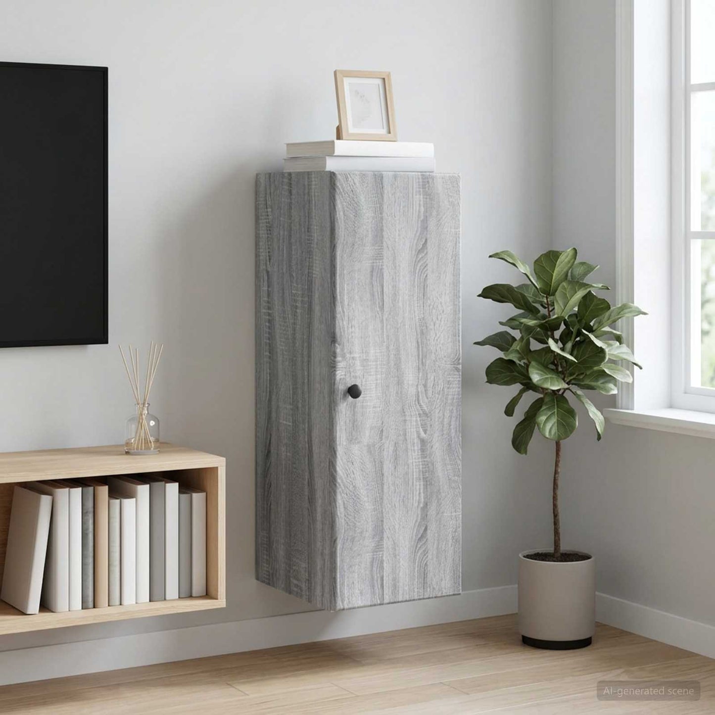 vidaXL Wall-Mounted Cabinet 33 x 34.5 x 90 cm Engineered Wood 1