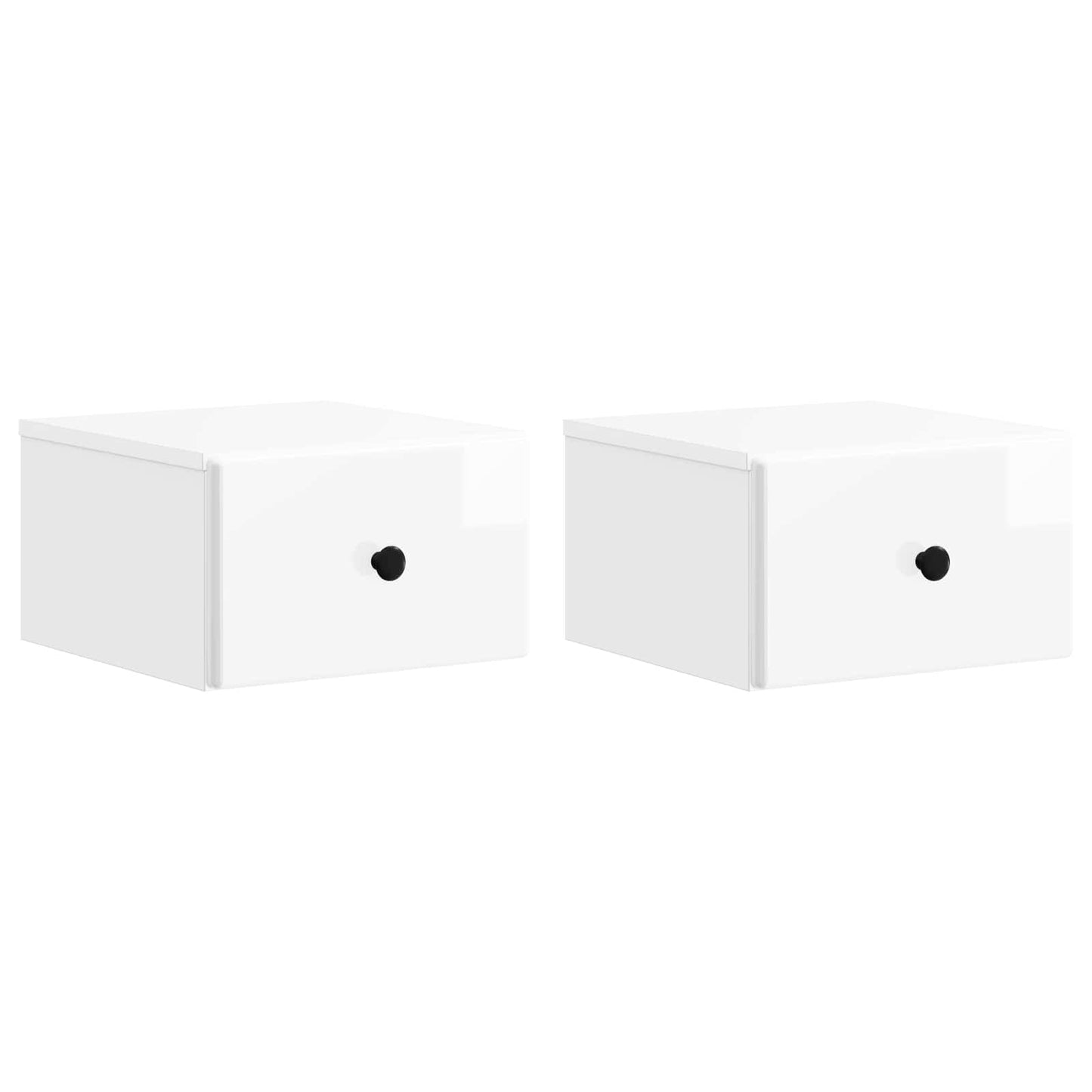 vidaXL Wall-Mounted Bedside Cabinet 2 pcs High Gloss White 2
