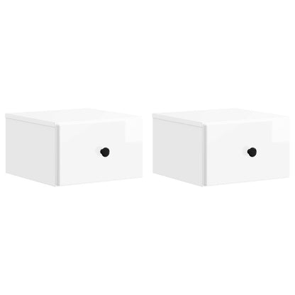 vidaXL Wall-Mounted Bedside Cabinet 2 pcs High Gloss White 2