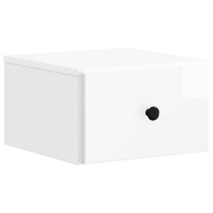 vidaXL Wall-Mounted Bedside Cabinet 2 pcs High Gloss White 5