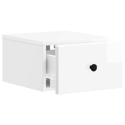 vidaXL Wall-Mounted Bedside Cabinet 2 pcs High Gloss White 6