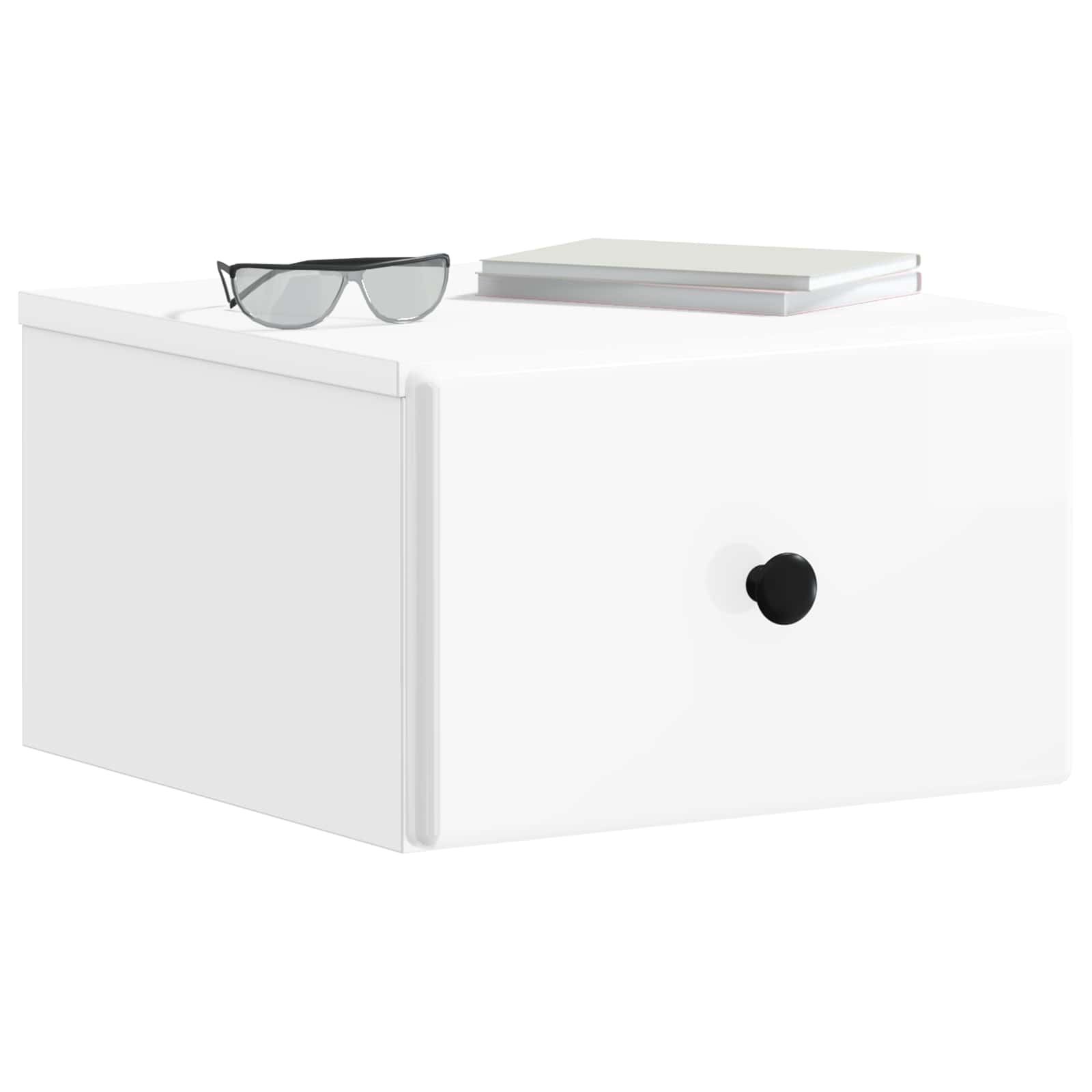 vidaXL Wall-Mounted Bedside Cabinet 2 pcs High Gloss White 3