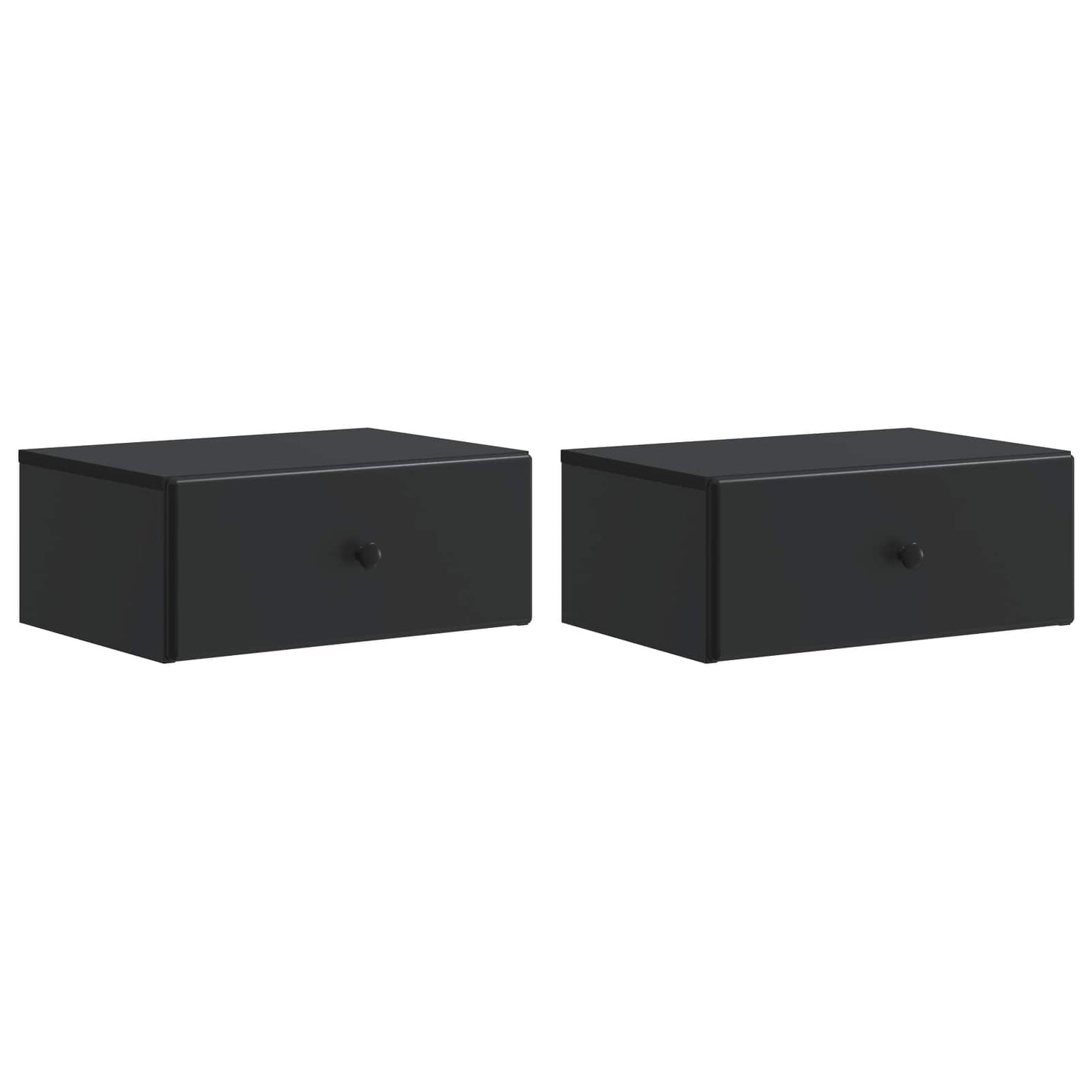 vidaXL Wall-Mounted Bedside Cabinet 2 pcs Black 49 x 34.5 x 20 cm 2