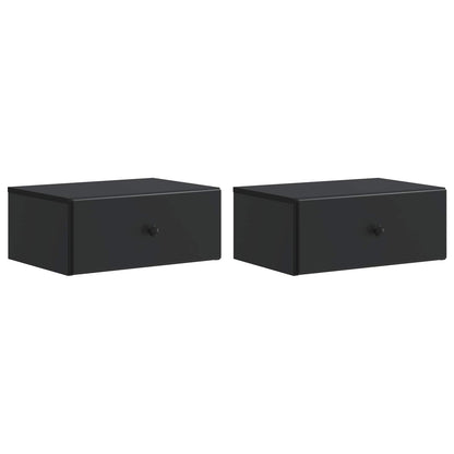 vidaXL Wall-Mounted Bedside Cabinet 2 pcs Black 49 x 34.5 x 20 cm 2