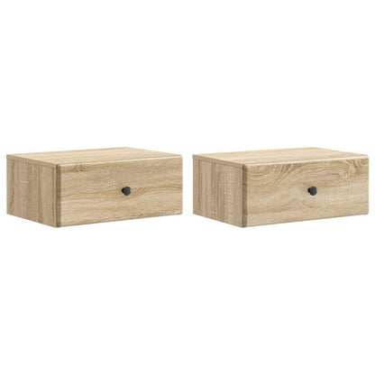 vidaXL Wall-Mounted Bedside Cabinet 2 pcs Sonoma Oak 49 x 34.5 x 20 cm 2