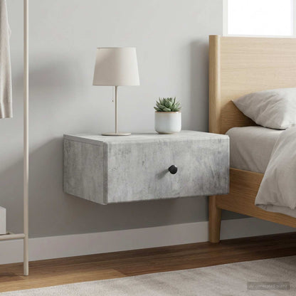vidaXL Wall-Mounted Bedside Cabinet 2 pcs Concrete Grey 1