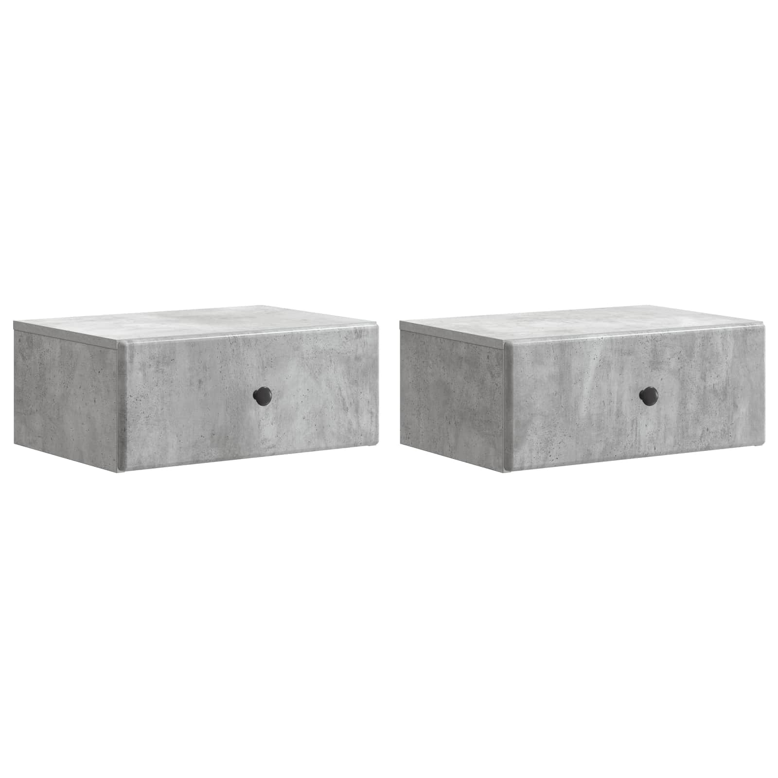 vidaXL Wall-Mounted Bedside Cabinet 2 pcs Concrete Grey 2