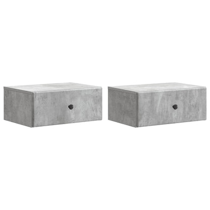 vidaXL Wall-Mounted Bedside Cabinet 2 pcs Concrete Grey 2
