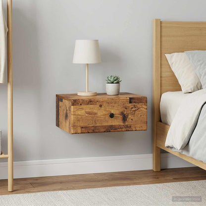 vidaXL Wall-Mounted Bedside Cabinet 2 pcs Old Wood 49 x 34.5 x 20 cm 1