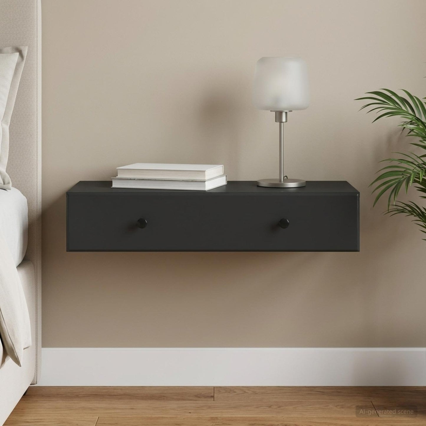 vidaXL Wall-Mounted Side Table Wall-mounted Black 87.5 x 34.5 x 17 cm 1