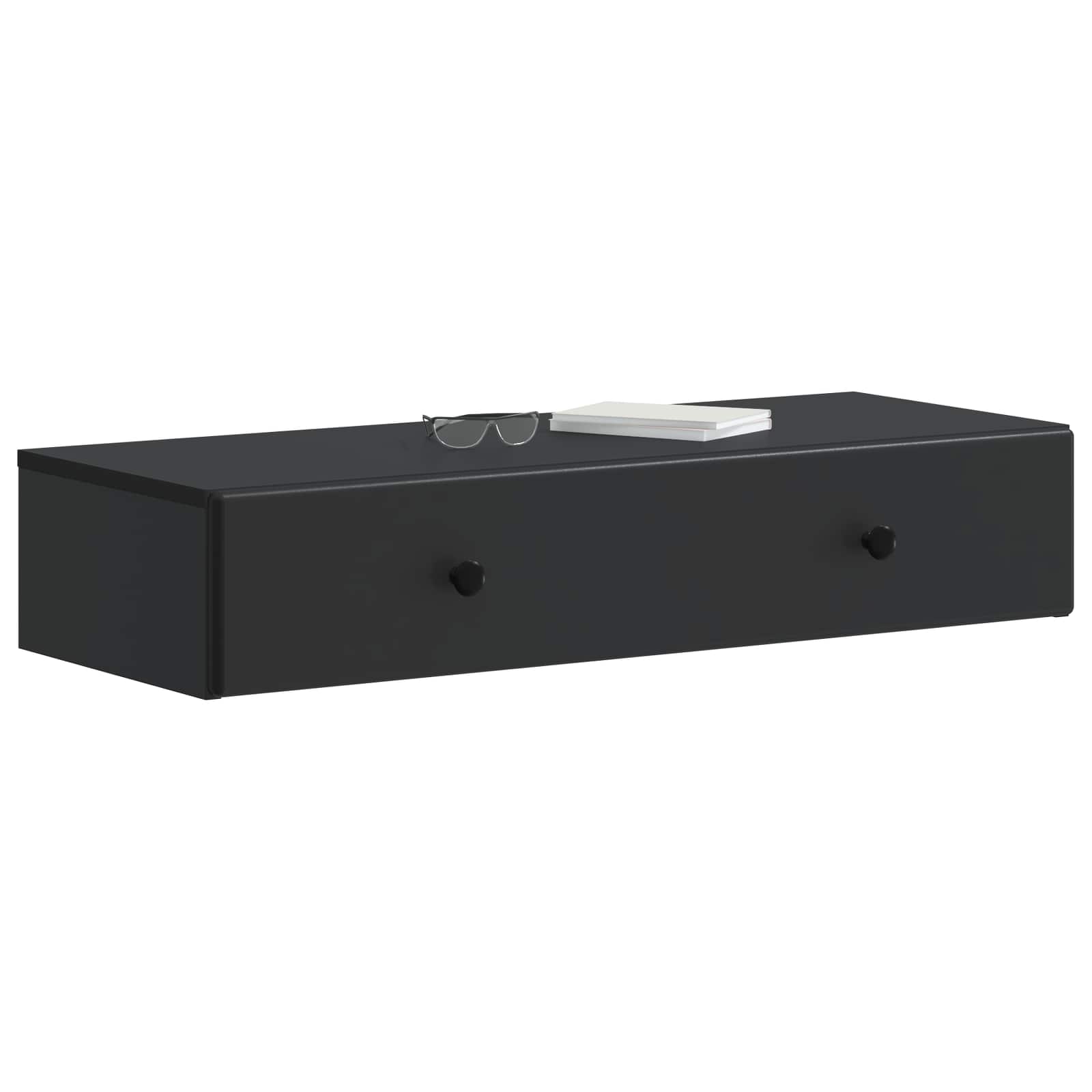 vidaXL Wall-Mounted Side Table Wall-mounted Black 87.5 x 34.5 x 17 cm 3