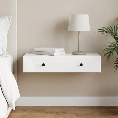 vidaXL Wall-Mounted Side Table High Gloss White 87.5 x 34.5 x 17 cm 1