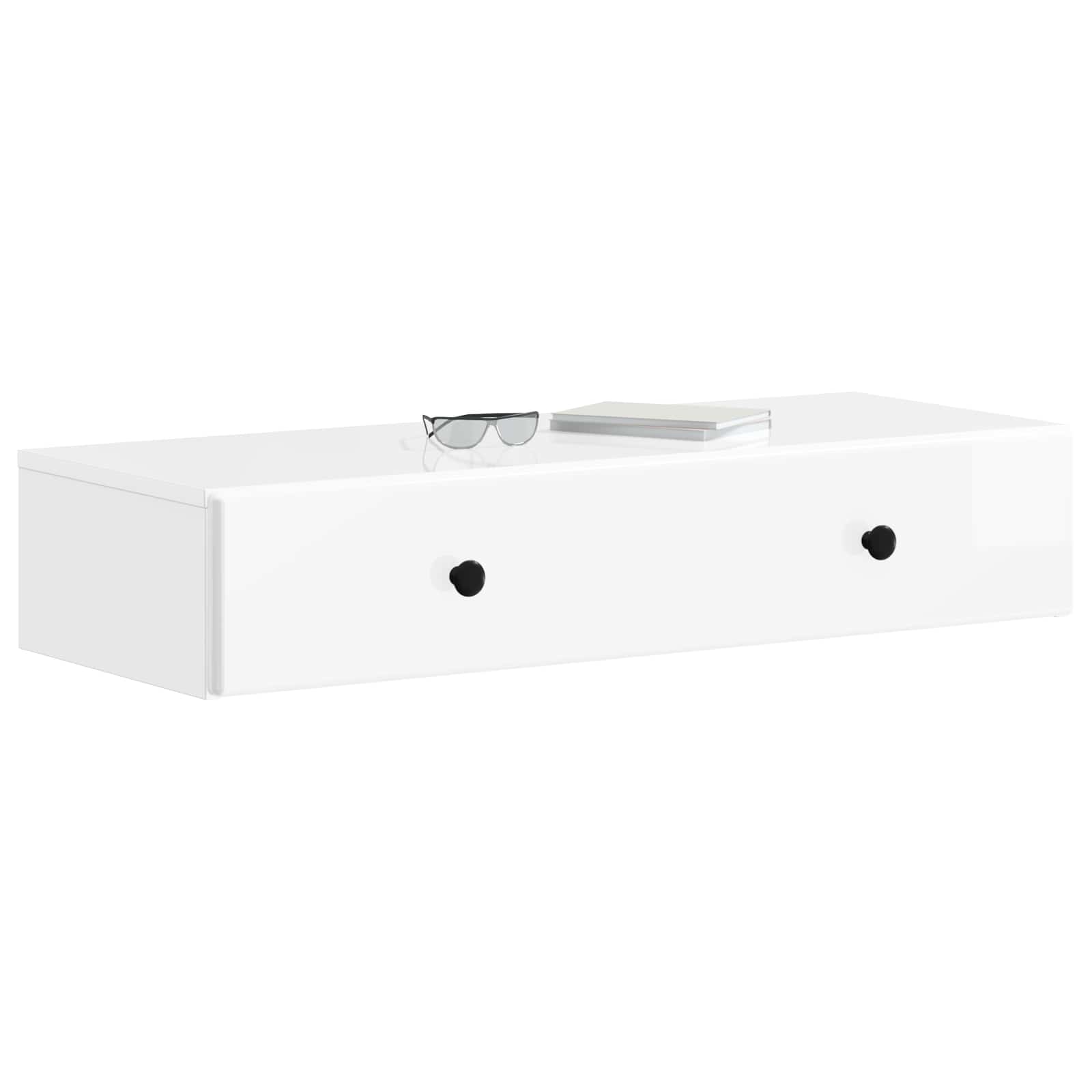 vidaXL Wall-Mounted Side Table High Gloss White 87.5 x 34.5 x 17 cm 3