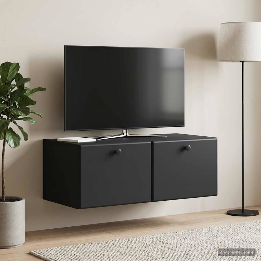 vidaXL Wall-Mounted TV Cabinet 78.5 x 41 x 30 cm Black Engineered Wood 4