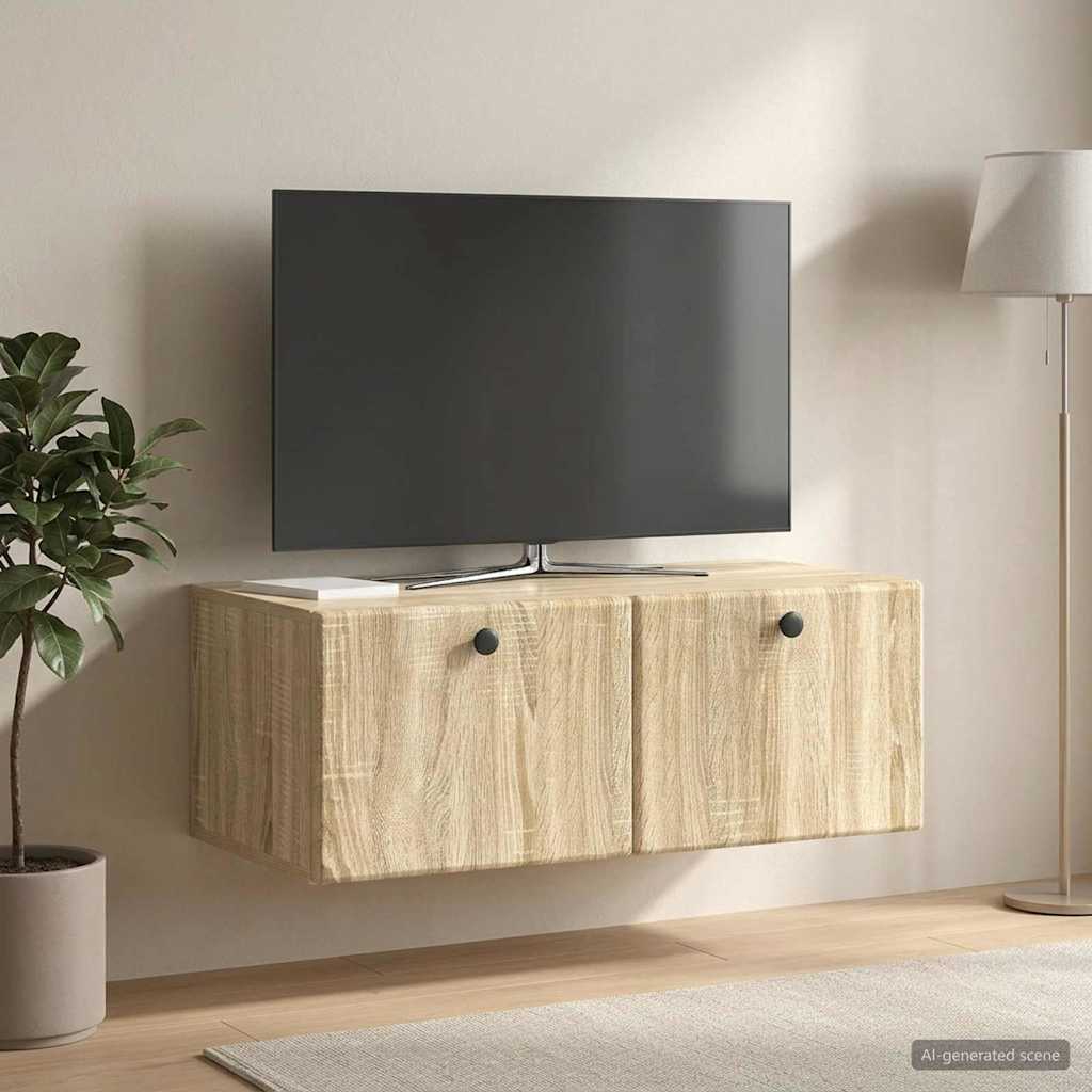 vidaXL Wall-Mounted TV Cabinet 78.5 x 41 x 30 cm Sonoma Oak 4