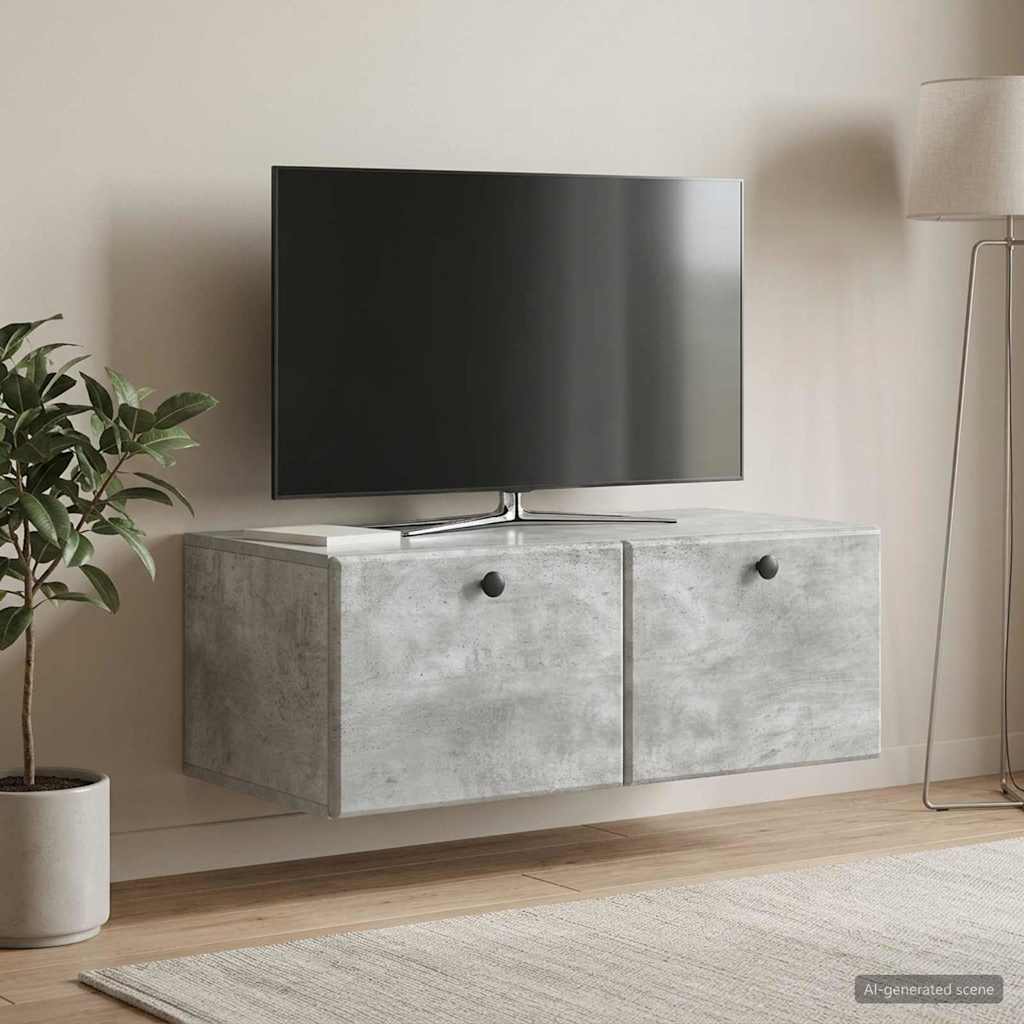 vidaXL Wall-Mounted TV Cabinet 78.5 x 41 x 30 cm Concrete Grey 1