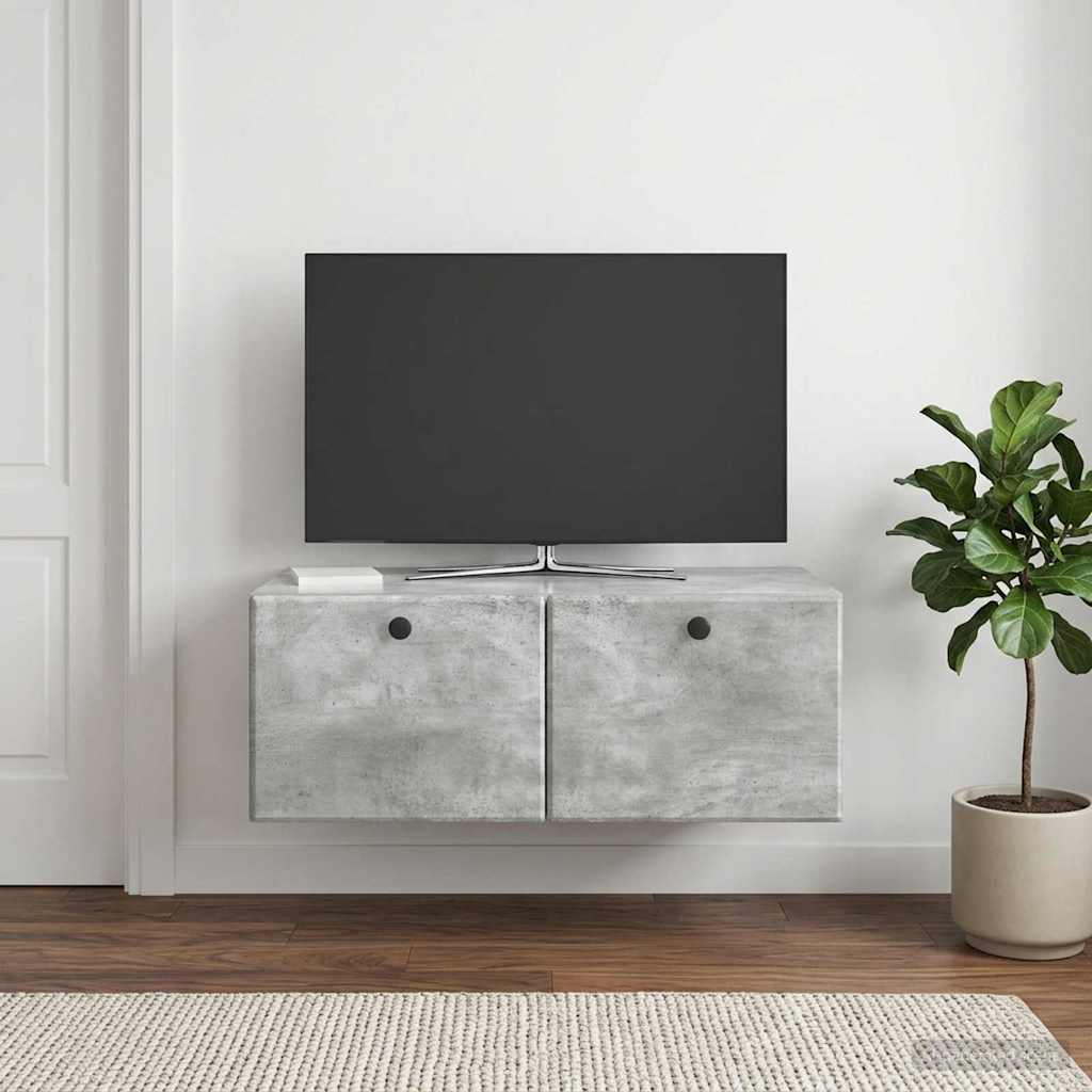vidaXL Wall-Mounted TV Cabinet 78.5 x 41 x 30 cm Concrete Grey 4