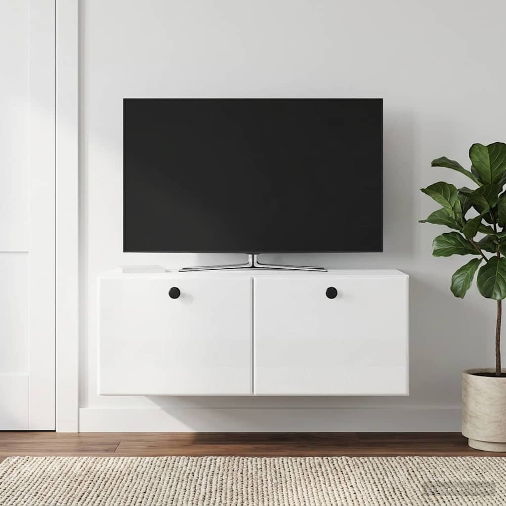 vidaXL Wall-Mounted TV Cabinet 78.5 x 41 x 30 cm High Gloss White 4