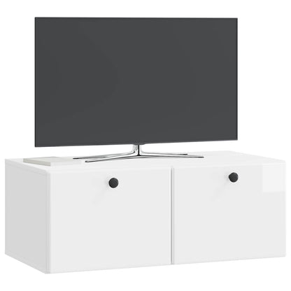 vidaXL Wall-Mounted TV Cabinet 78.5 x 41 x 30 cm High Gloss White 3