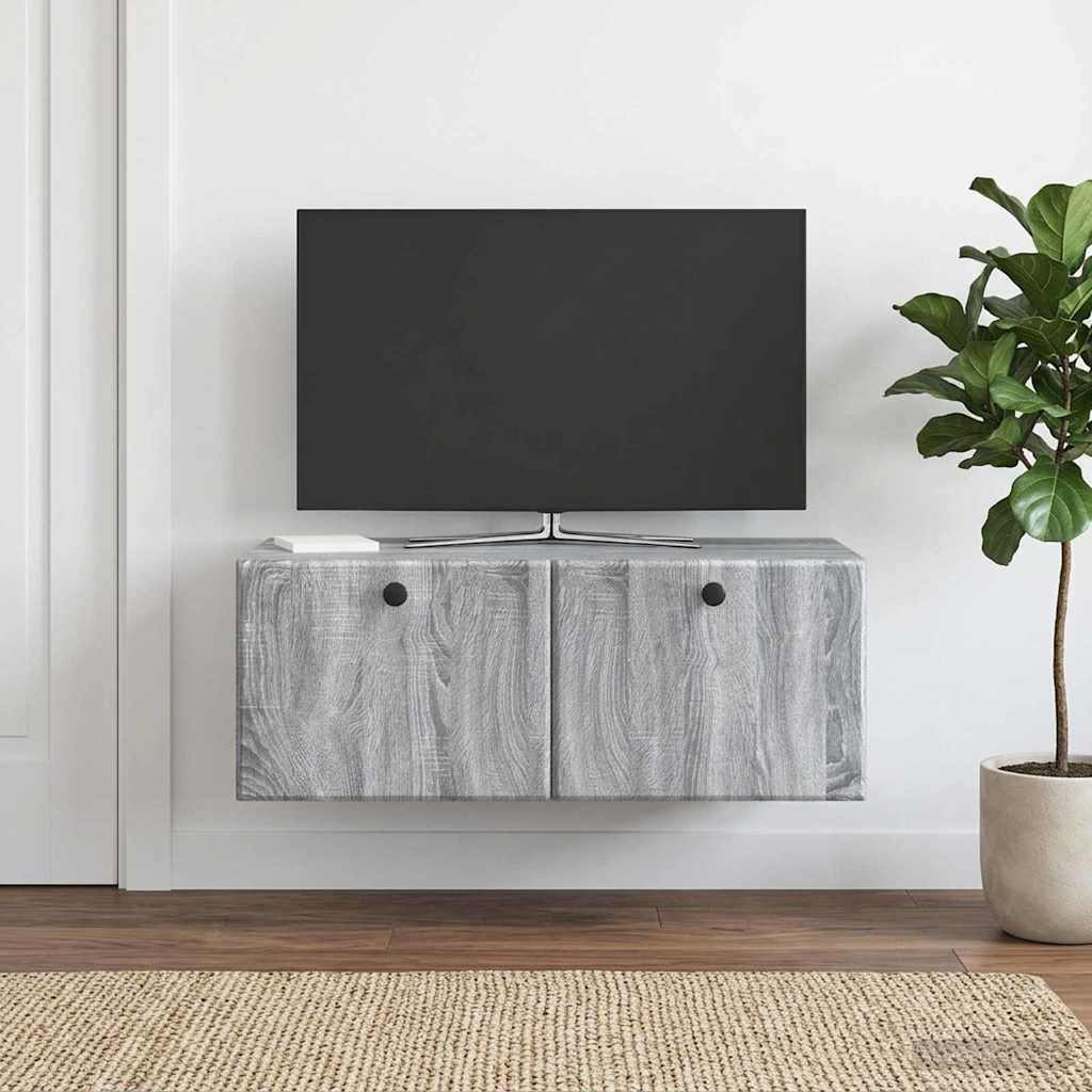 vidaXL Wall-Mounted TV Cabinet 78.5 x 41 x 30 cm Grey Sonoma 1