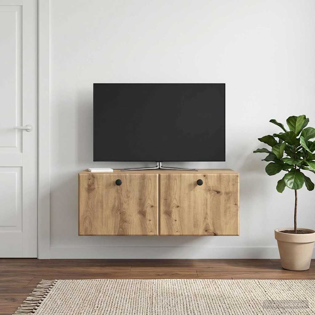 vidaXL Wall-Mounted TV Cabinet 78.5 x 41 x 30 cm Artisan Oak 4