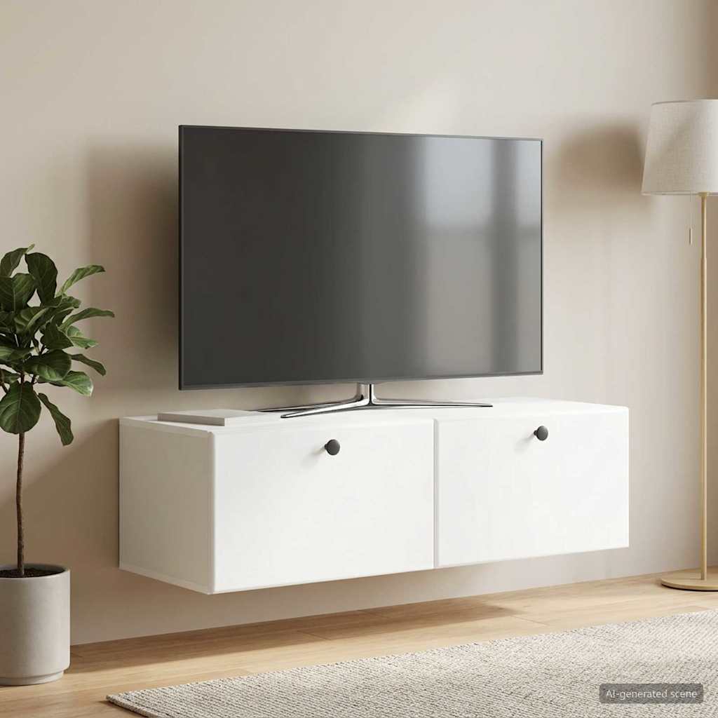 Wall-Mounted TV Cabinet 98 x 41 x 30 cm Drop 41 cm Width 98 cm White