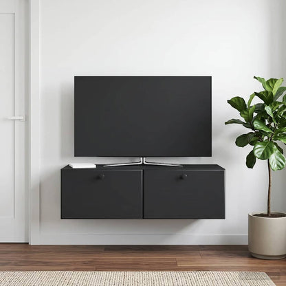 vidaXL Wall-Mounted TV Cabinet 98 x 41 x 30 cm Black Engineered Wood 4
