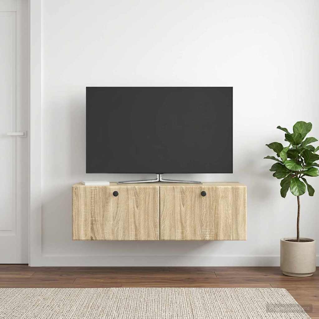 vidaXL Wall-Mounted TV Cabinet 98 x 41 x 30 cm Sonoma Oak 4