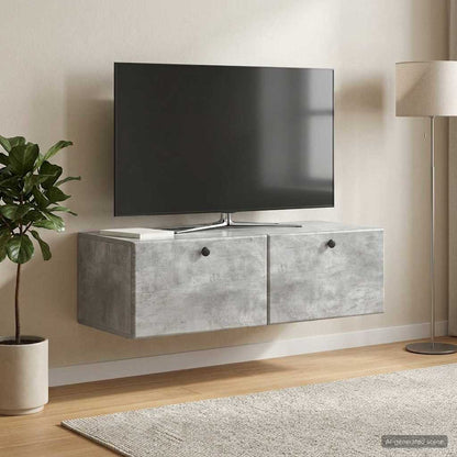 vidaXL Wall-Mounted TV Cabinet 98 x 41 x 30 cm Concrete Grey 1