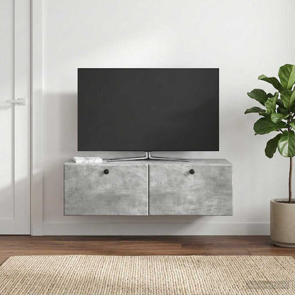 vidaXL Wall-Mounted TV Cabinet 98 x 41 x 30 cm Concrete Grey 4