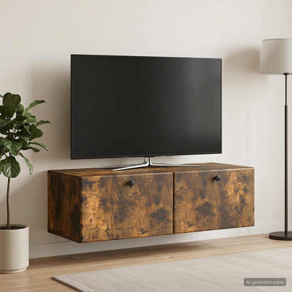 vidaXL Wall-Mounted TV Cabinet 98 x 41 x 30 cm Smoked Oak 1