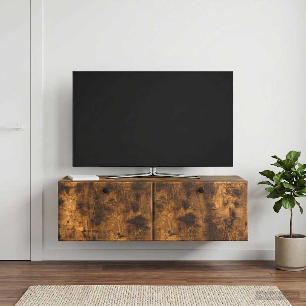 vidaXL Wall-Mounted TV Cabinet 98 x 41 x 30 cm Smoked Oak 4