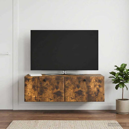 vidaXL Wall-Mounted TV Cabinet 98 x 41 x 30 cm Smoked Oak 4