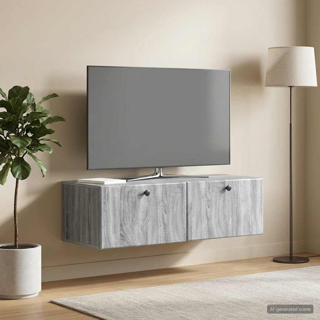 vidaXL Wall-Mounted TV Cabinet 98 x 41 x 30 cm Grey Sonoma 1