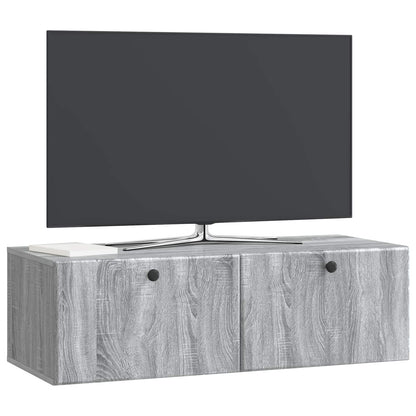 vidaXL Wall-Mounted TV Cabinet 98 x 41 x 30 cm Grey Sonoma 3