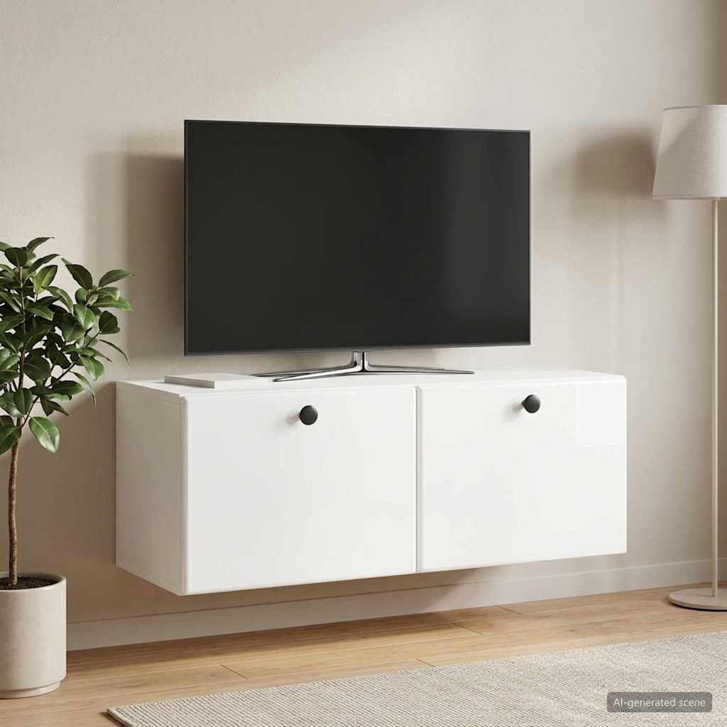 vidaXL Wall-Mounted TV Cabinet 78.5 x 31 x 30 cm High Gloss White 1